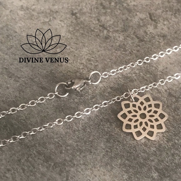 Lotus Pendant Necklace - Stainless Steel - Picture 2 of 5